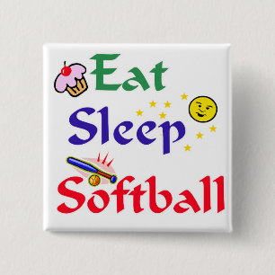 Eat Sleep Softball Pinback Button