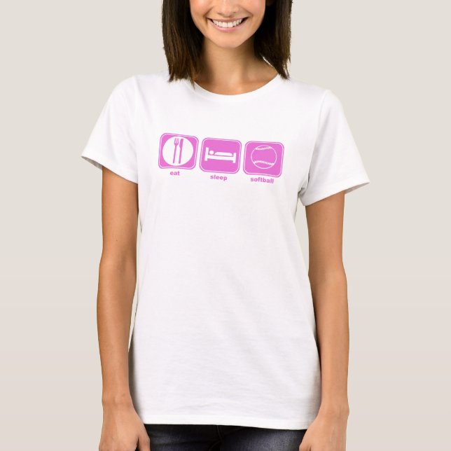 eat sleep softball pink T-Shirt (Front)