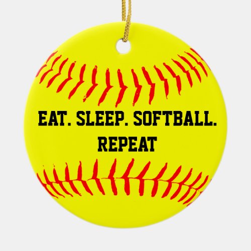 Eat Sleep Softball Repeat Ceramic Ornament