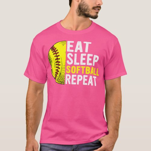 Eat Sleep Softball Repeat Funny Softball Players K T_Shirt