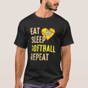 Eat Sleep Softball Repeat Jersey Number 44 Vintage T-Shirt