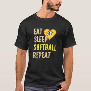 Eat Sleep Softball Repeat Jersey Number 46 Vintage T-Shirt