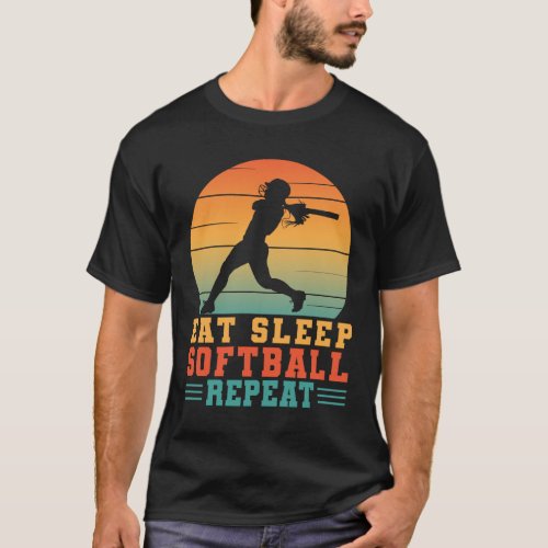 Eat Sleep Softball Repeat Softball Player Pithers T_Shirt