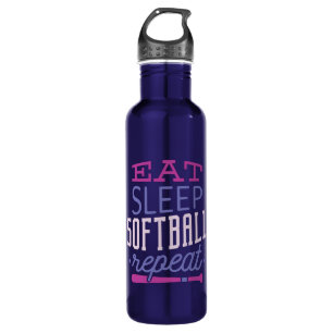 Eat Sleep SoftBall Repeat Stainless Steel Water Bottle