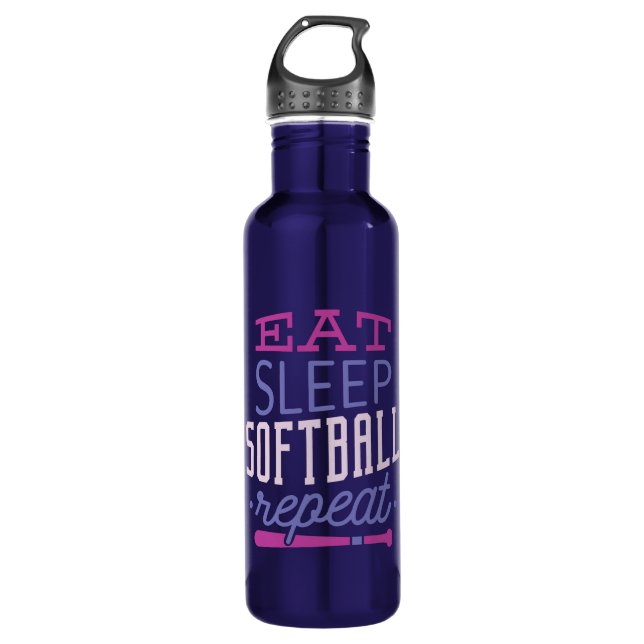 Eat Sleep SoftBall Repeat Stainless Steel Water Bottle (Front)