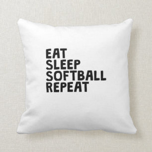 Eat Sleep Softball Repeat Throw Pillow