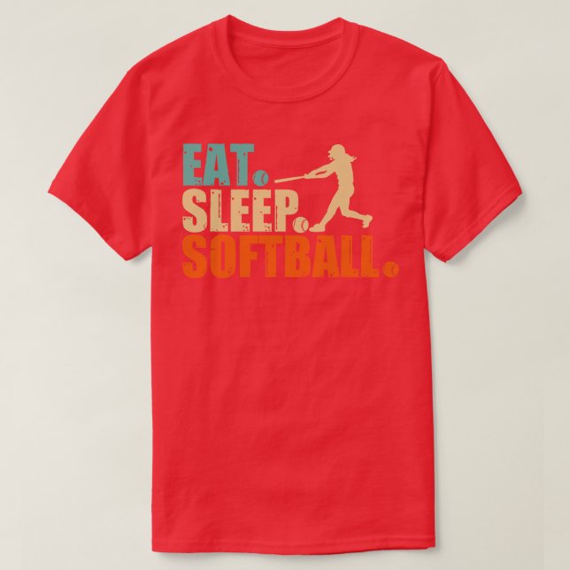 Eat Sleep Softball  T-Shirt (Design Front)