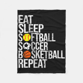 Eat Sleep Softll Soccer Sketll Repeat Funny Sport  Fleece Blanket