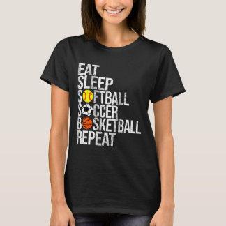 Eat Sleep Softll Soccer Sketll Repeat Funny Sport  T-Shirt