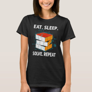 Eat Sleep Solve Repeat Math Speed Cubing Genie Cub T-Shirt
