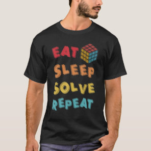 Eat Sleep Solve Repeat Math Speed Cubing Genie Cub T-Shirt