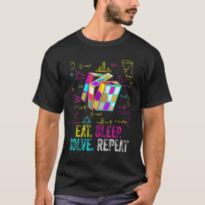 Eat Sleep Solve Repeat Math Speed Cubing Genie Cub T-Shirt