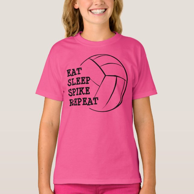 Eat Sleep Spike Repeat Volleyball Raglan Shirt (Front)