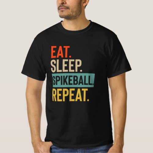 Eat Sleep spikeball Repeat retro vintage colors T_Shirt
