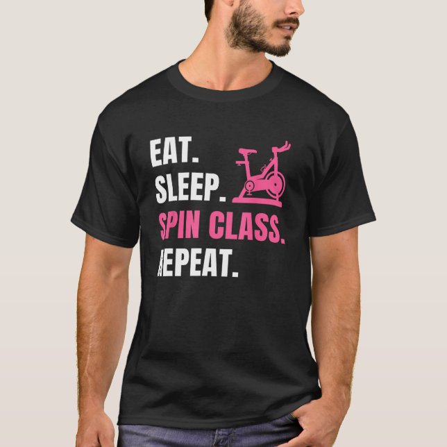 Eat Sleep Spin Repeat Indoor Cycling Workout Stati T-Shirt (Front)