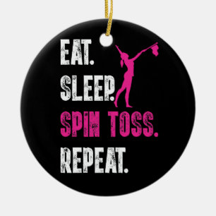Eat Sleep Spin Toss Repeat Flag Color Guard Ceramic Ornament