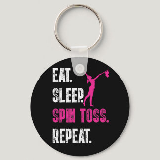 Eat Sleep Spin Toss Repeat Flag Color Guard Keychain