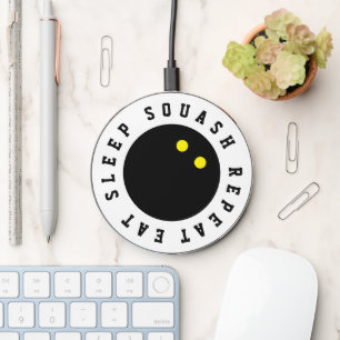 Eat Sleep Squash Repeat custom wireless charger