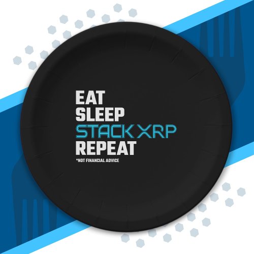 Eat Sleep Stack Funny XRP Crypto Quote Meme Paper Plates