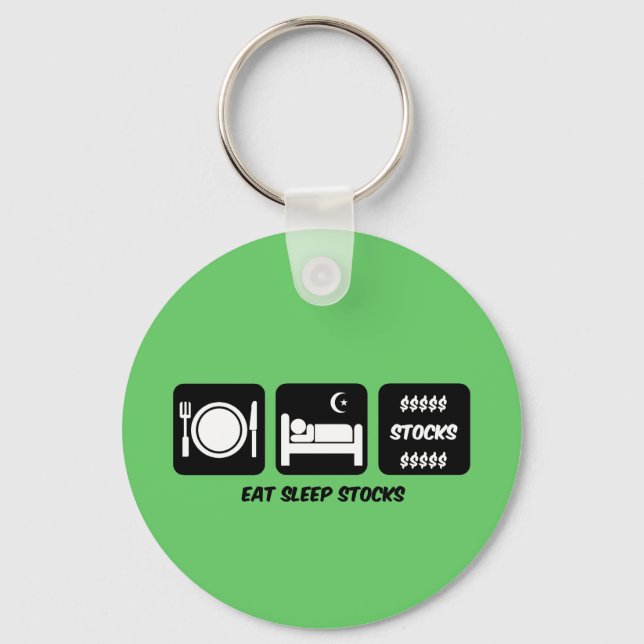 eat sleep stocks keychain (Front)