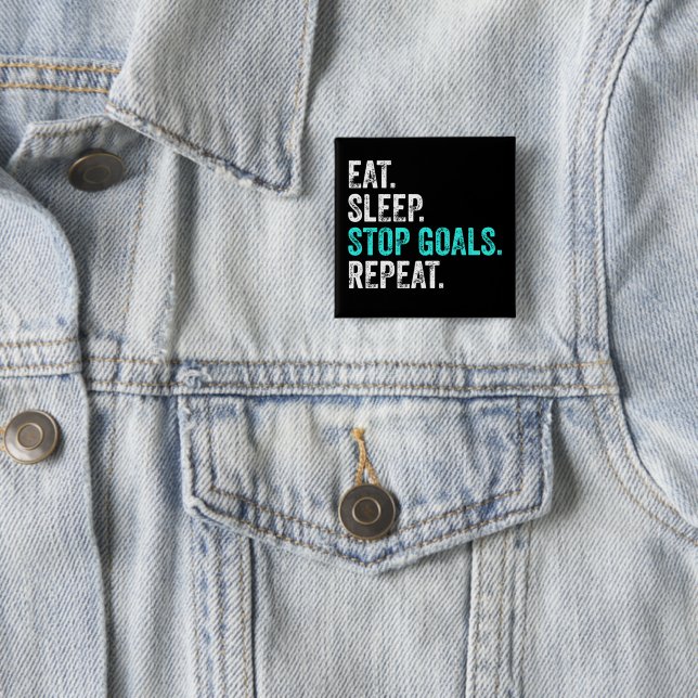 Eat Sleep Stop Goals Repeat - Goalkeeper Gift   Button (In Situ)