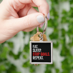 Eat Sleep Stop Goals Repeat - Goalkeeper Keychain