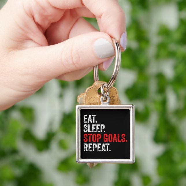 Eat Sleep Stop Goals Repeat - Goalkeeper      Keychain (Hand)