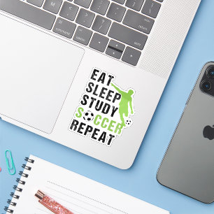 Eat Sleep Study Soccer Repeat Boy Soccer Player Sticker