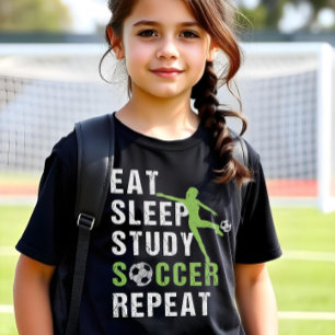 Eat Sleep Study Soccer Repeat Girls Soccer Player T-Shirt
