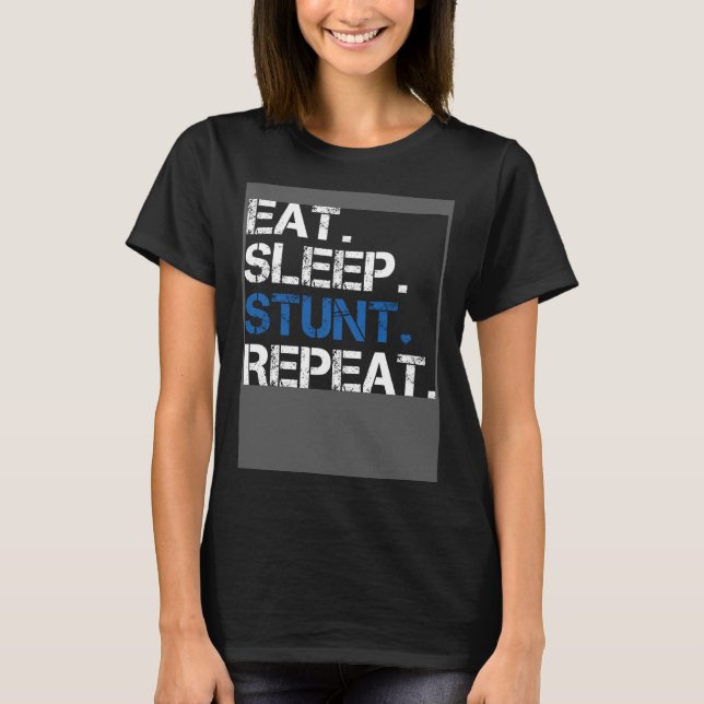 Eat Sleep Stunt Repeat Blue Cheerleader Girl Gift  T-Shirt (Front)