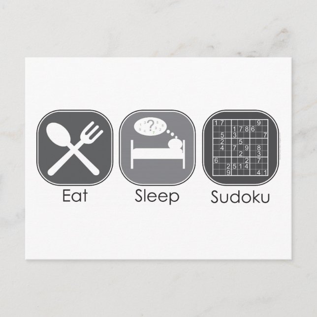Eat Sleep Sudoku Copy Postcard (Front)