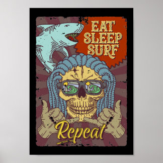 Eat Sleep Surf Repeat Poster