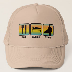 Eat Sleep Surf Retro Surfer Silhouette Trucker Hat