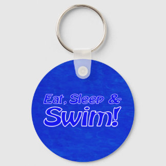 Eat, Sleep & Swim! Bright Blue Keychain