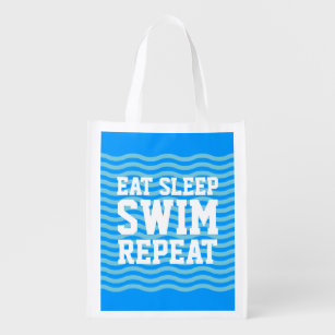 Eat sleep swim funny big grocery bag for swimmers