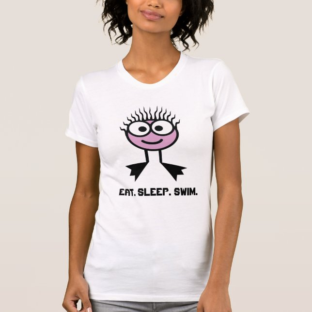 Eat.Sleep.Swim -  Pink Swim Character T-Shirt (Front)