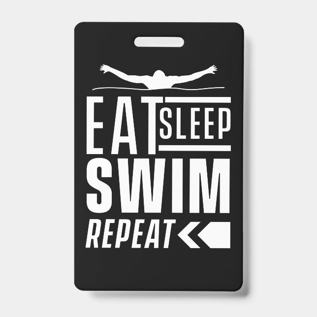 Eat Sleep Swim Repeat Badge (Front)