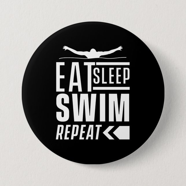 Eat Sleep Swim Repeat Button (Front)