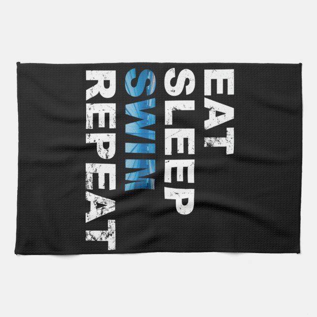 Eat Sleep Swim Repeat - Funny Gift for Swimmer Kitchen Towel (Horizontal)