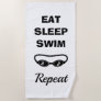 Eat sleep swim repeat funny goggles beach towel