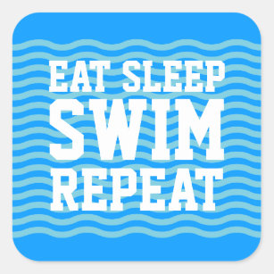 Eat sleep swim repeat funny water sports stickers