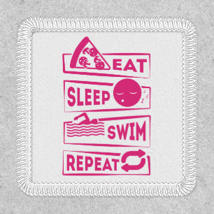 Eat Sleep Swim Repeat Modern Swimming Pink Patch