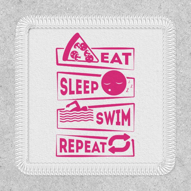 Eat Sleep Swim Repeat Modern Swimming Pink Patch (Front)
