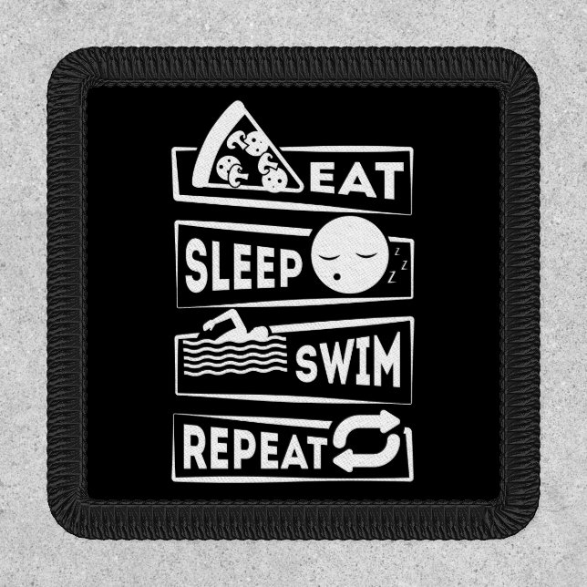 Eat Sleep Swim Repeat Modern Swimming Pink Patch (Front)