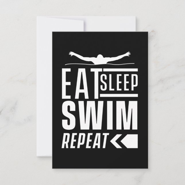 Eat Sleep Swim Repeat RSVP Card (Front)