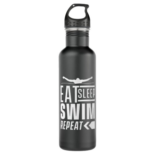 Eat Sleep Swim Repeat Stainless Steel Water Bottle