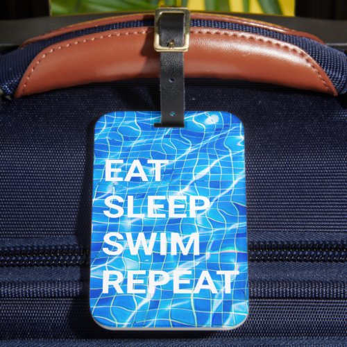 Eat Sleep Swim Repeat Swimming Pool Aquatic Luggage Tag