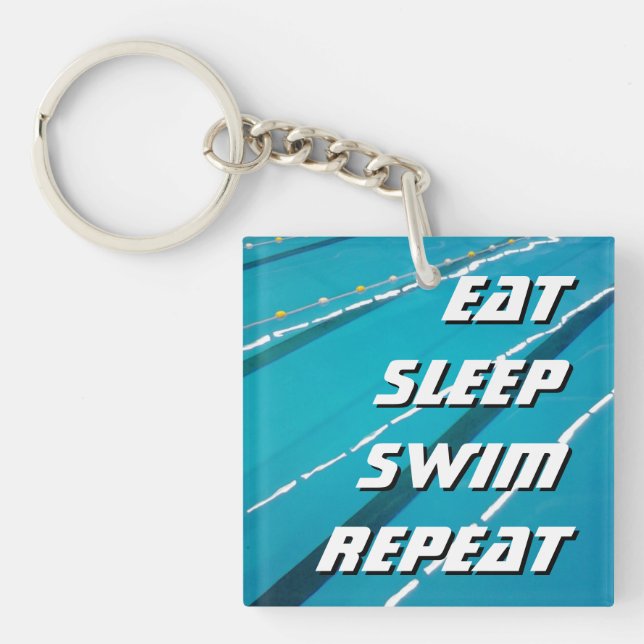EAT SLEEP SWIM REPEAT swimming pool keychain (Front)