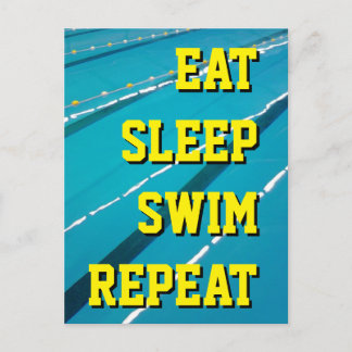 EAT SLEEP SWIM REPEAT swimming pool postcards
