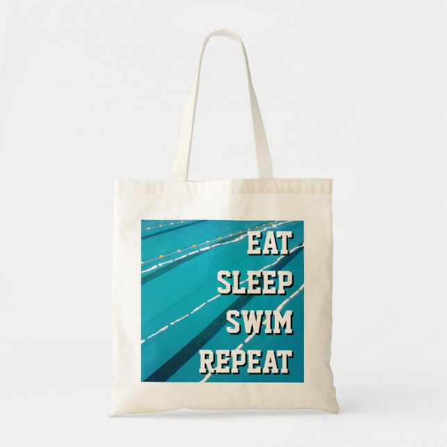 EAT SLEEP SWIM REPEAT swimming pool tote bags (Front)